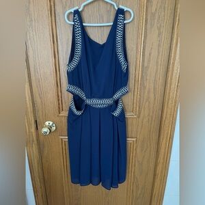 TFNC Navy Blue Dress with Silver Embellishments